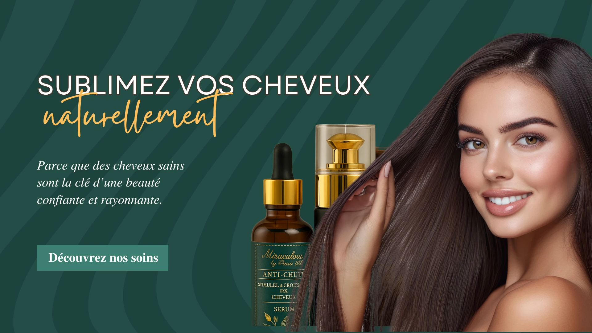 Lilita Cosmetics website banner — Sublimez vos cheveux naturellement, Miraculous serum and oil